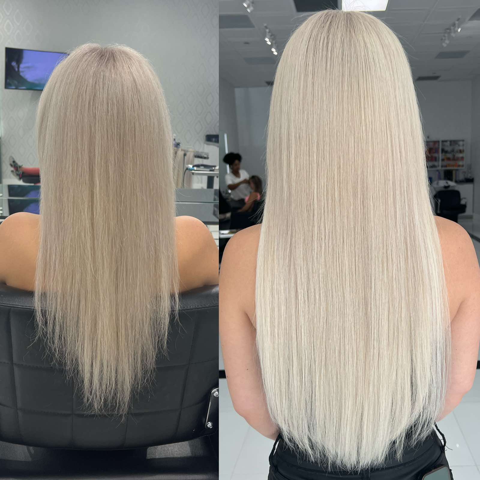 thin hair extensions before and after